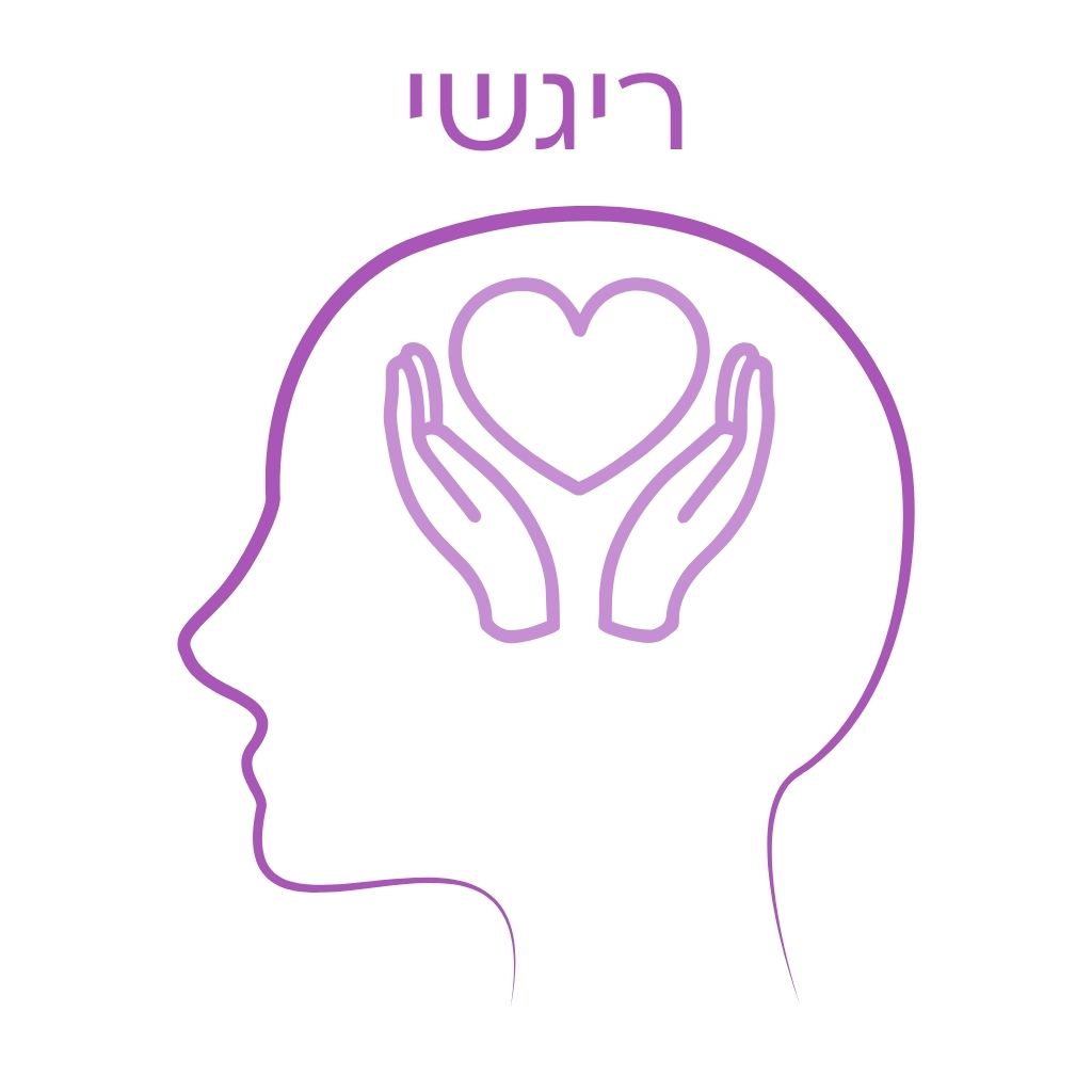 אייקון של ראש ובתוכו ידיים מחבקות לב - רגשי